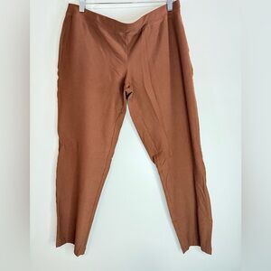 Eileen Fischer Brown pull on viscose/nylon cropped straight leg Pants size large